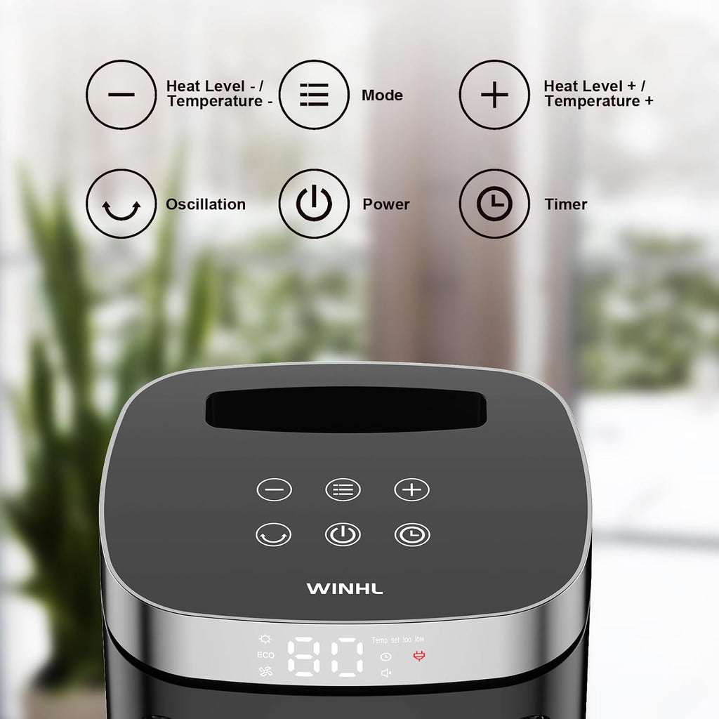 17 Inch 1500W Oscillating PTC Ceramic Space Heater with Remote
