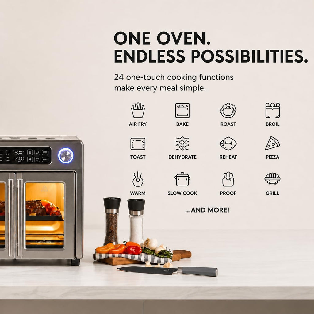 24-Function Stainless Steel French Door Air Fryer Oven