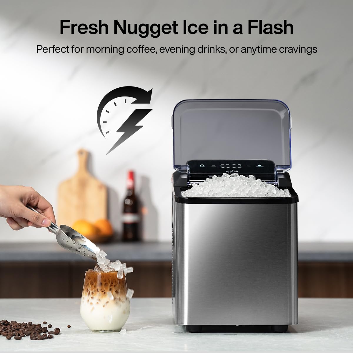 Stainless Steel Self-Cleaning Nugget Ice Maker