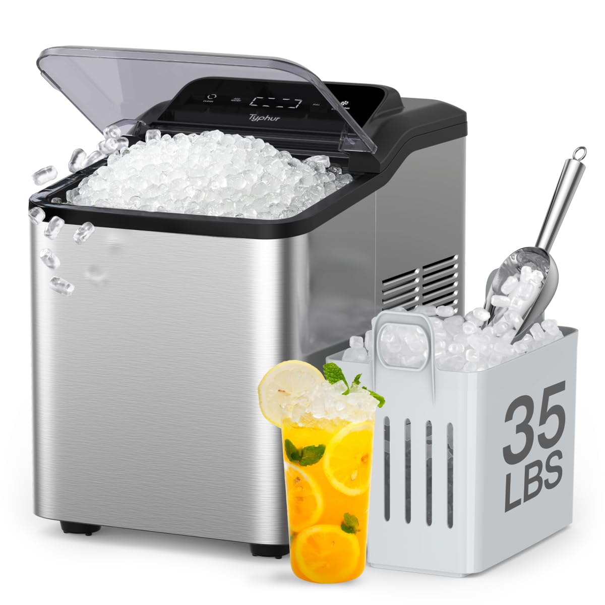 Stainless Steel Self-Cleaning Nugget Ice Maker