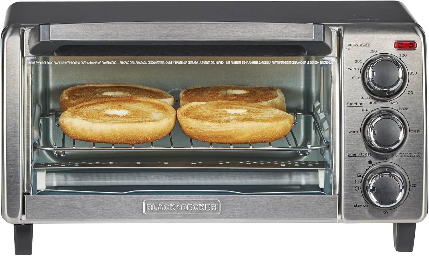 4-Slice Silver Stainless Steel Toaster Oven