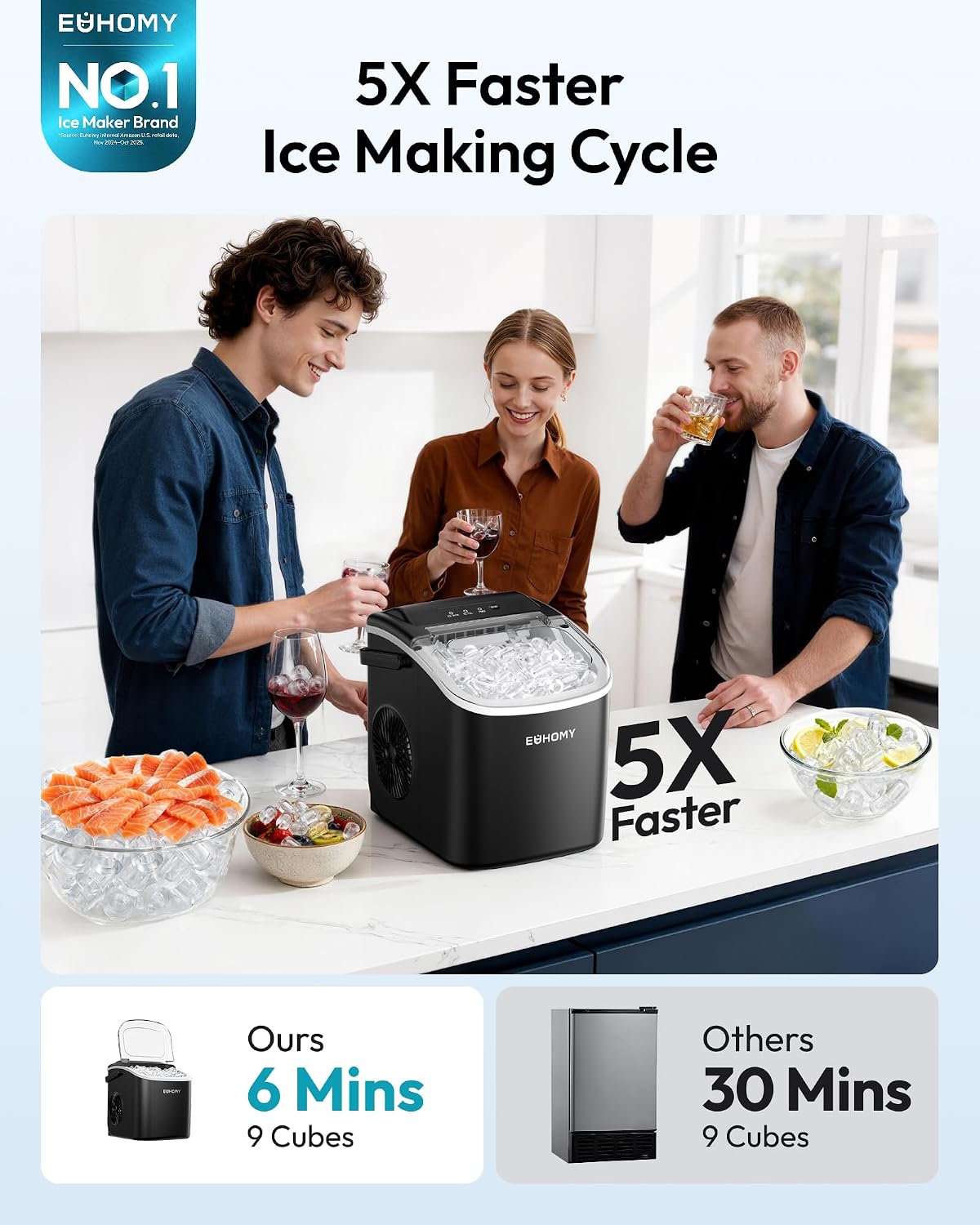Black Portable Countertop Ice Maker