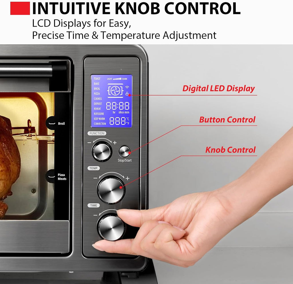 10-in-1 Black Stainless Steel Convection Toaster Oven
