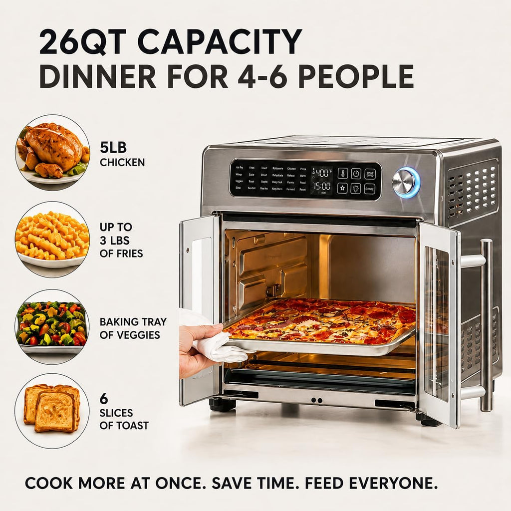 24-Function Stainless Steel French Door Air Fryer Oven