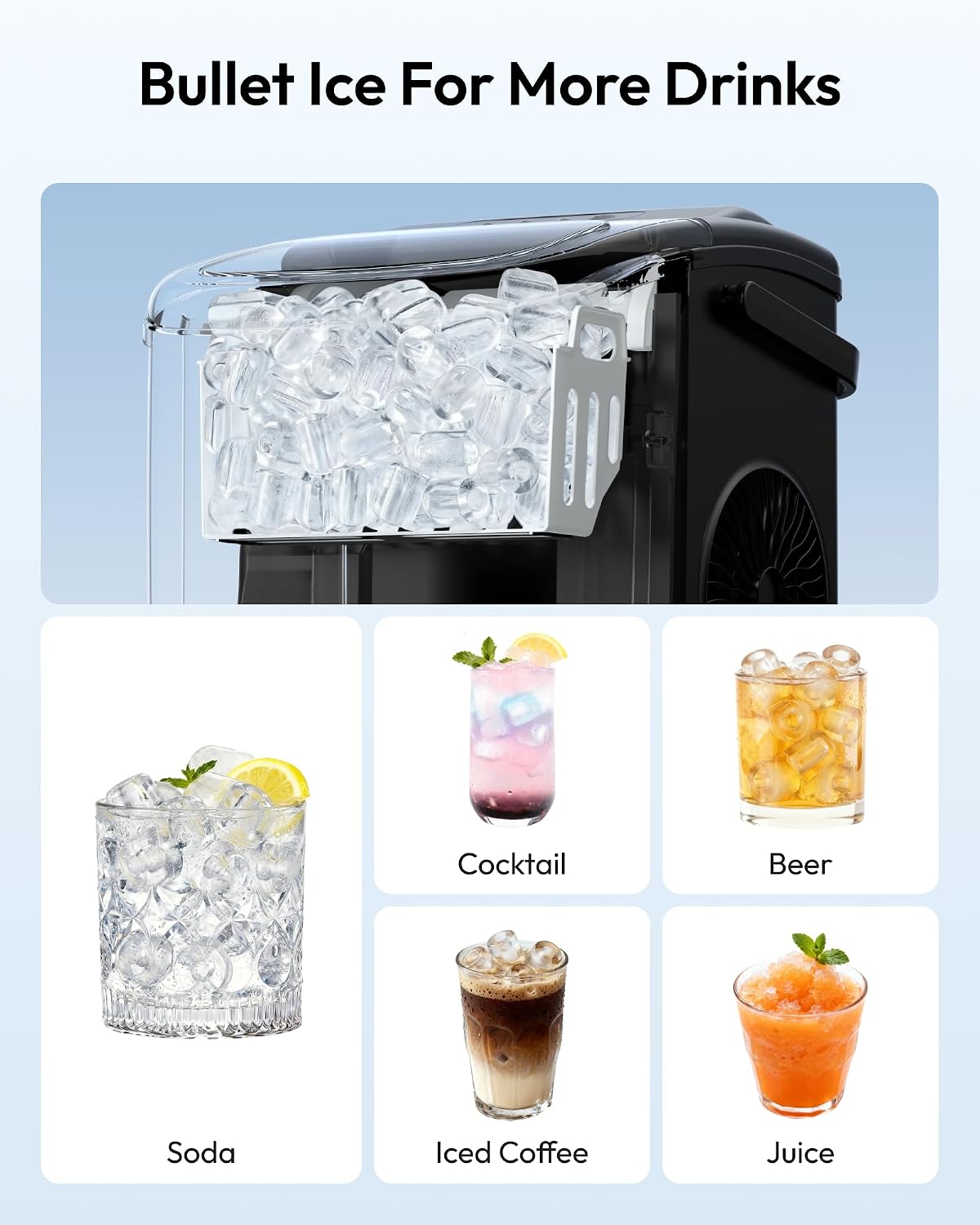 Black Portable Countertop Ice Maker