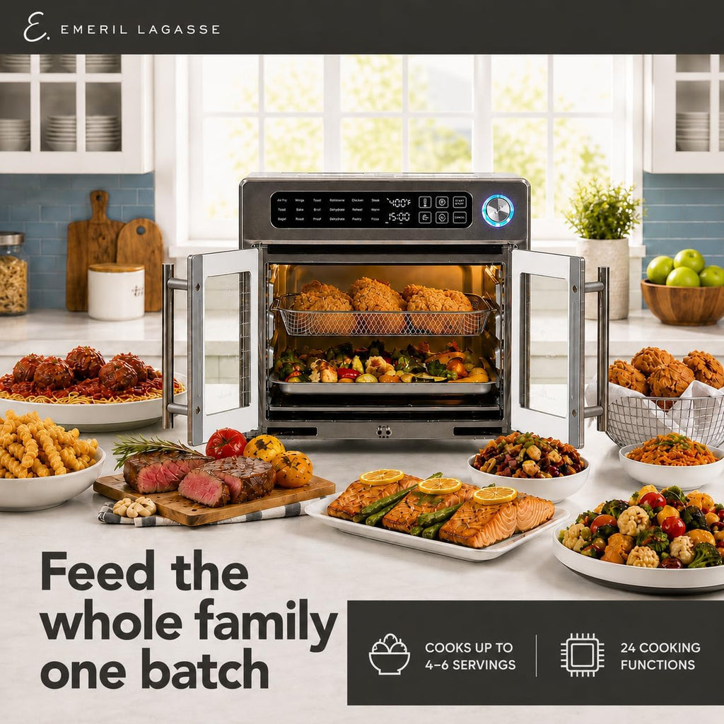 24-Function Stainless Steel French Door Air Fryer Oven