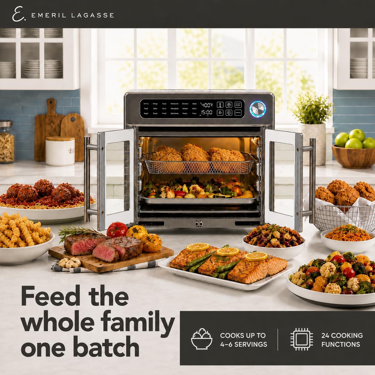 24-Function Stainless Steel French Door Air Fryer Oven