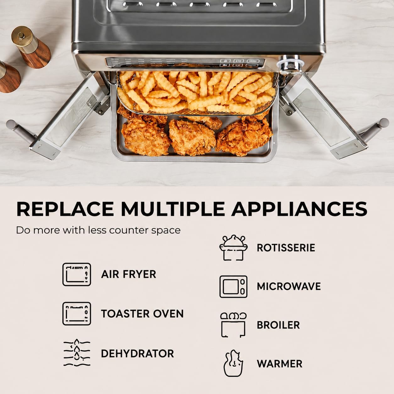 24-Function Stainless Steel French Door Air Fryer Oven
