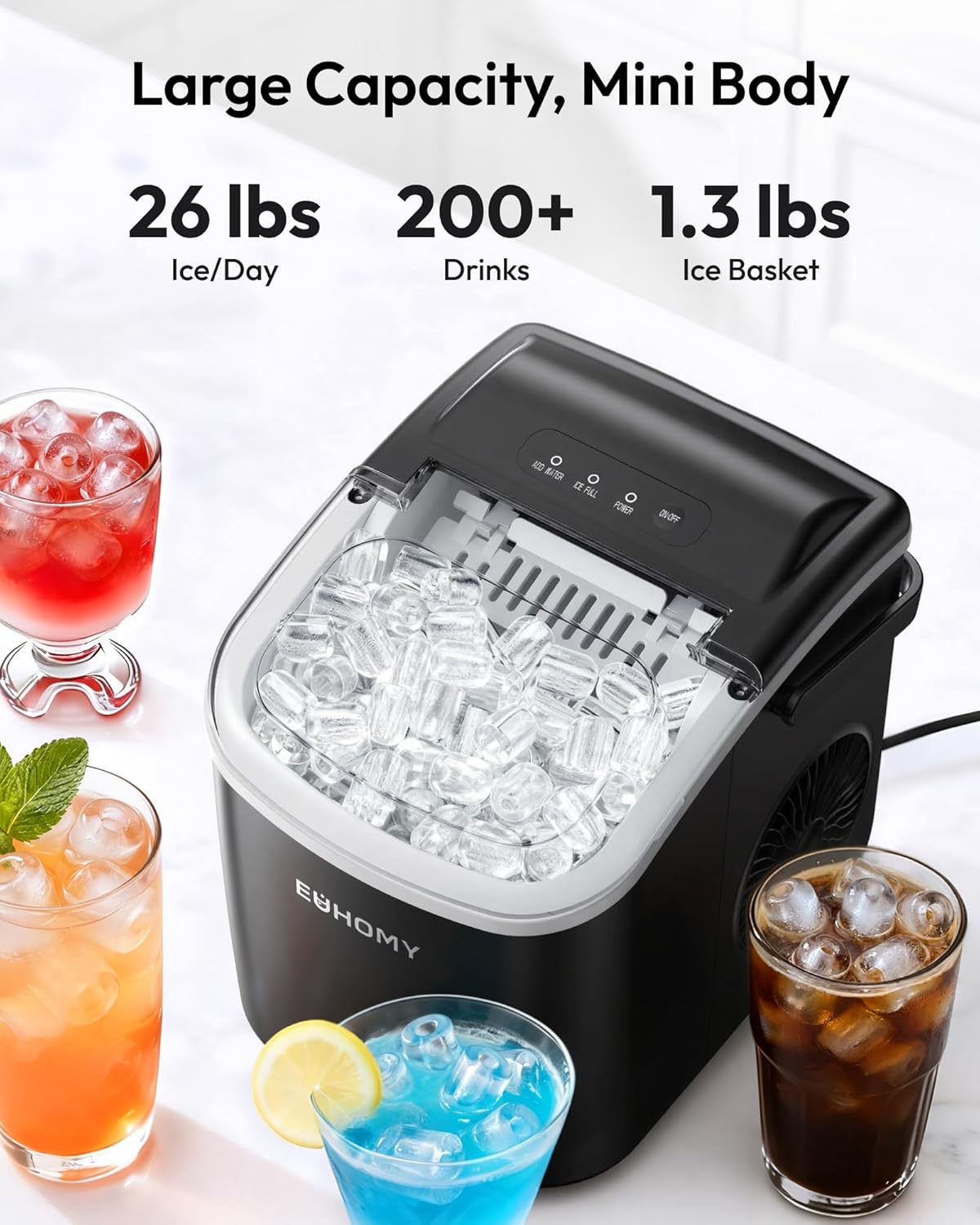 Black Portable Countertop Ice Maker