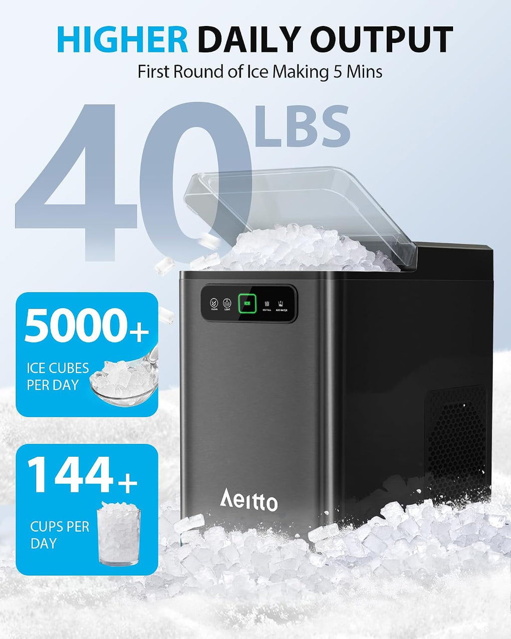 Black Countertop Nugget Ice Maker