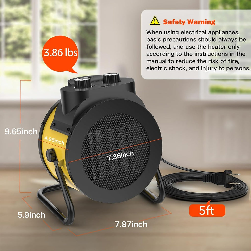 1500W Yellow Portable PTC Space Heater