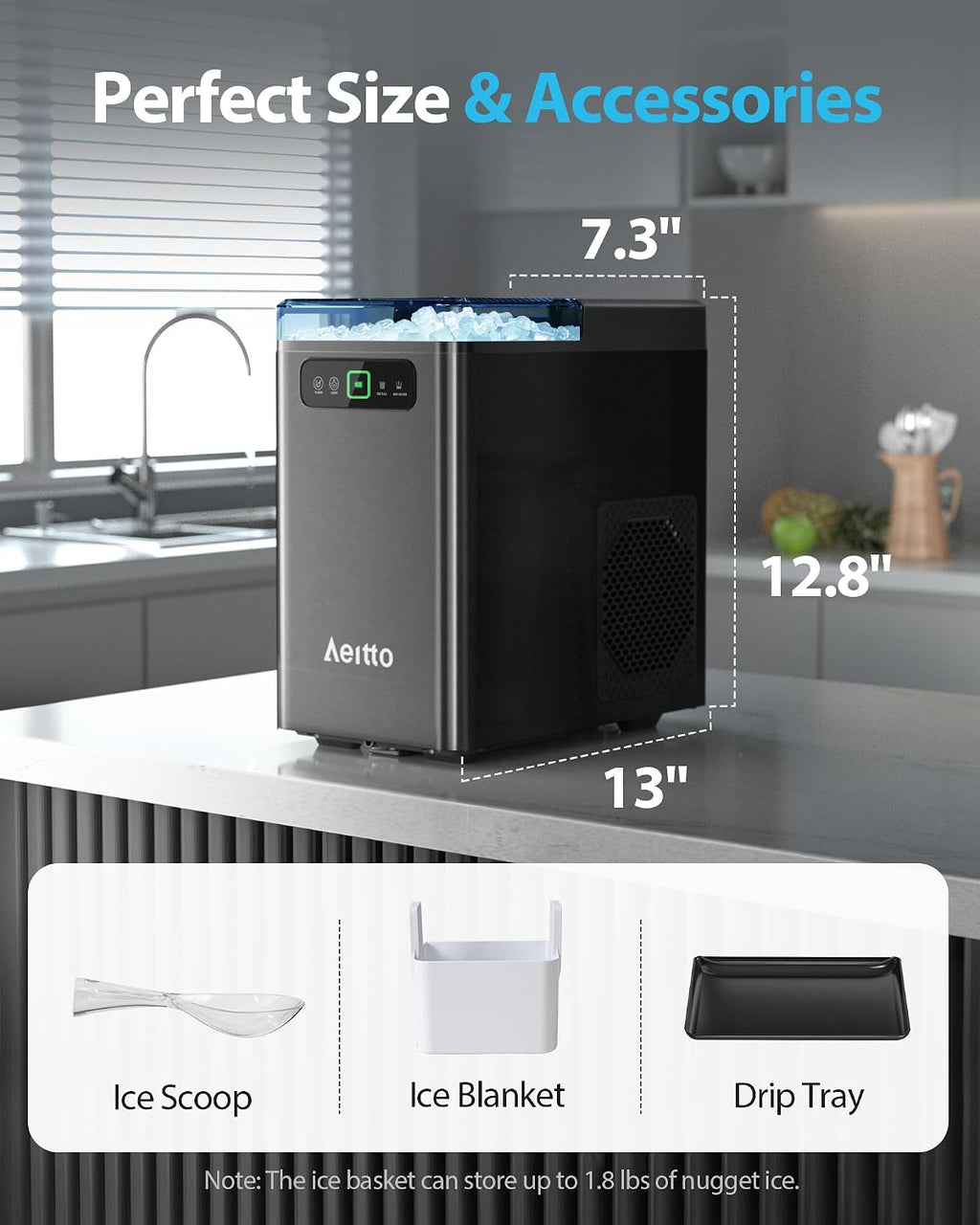 Black Countertop Nugget Ice Maker