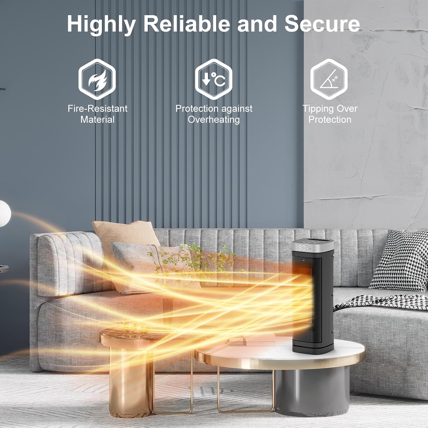 17 Inch 1500W Oscillating PTC Ceramic Space Heater with Remote