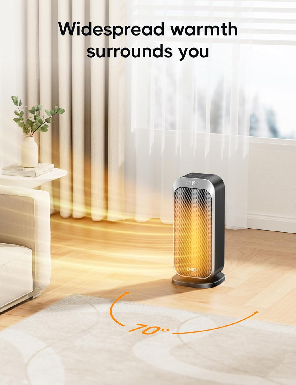 1500W Quiet Oscillating PTC Ceramic Space Heater with Remote Timer