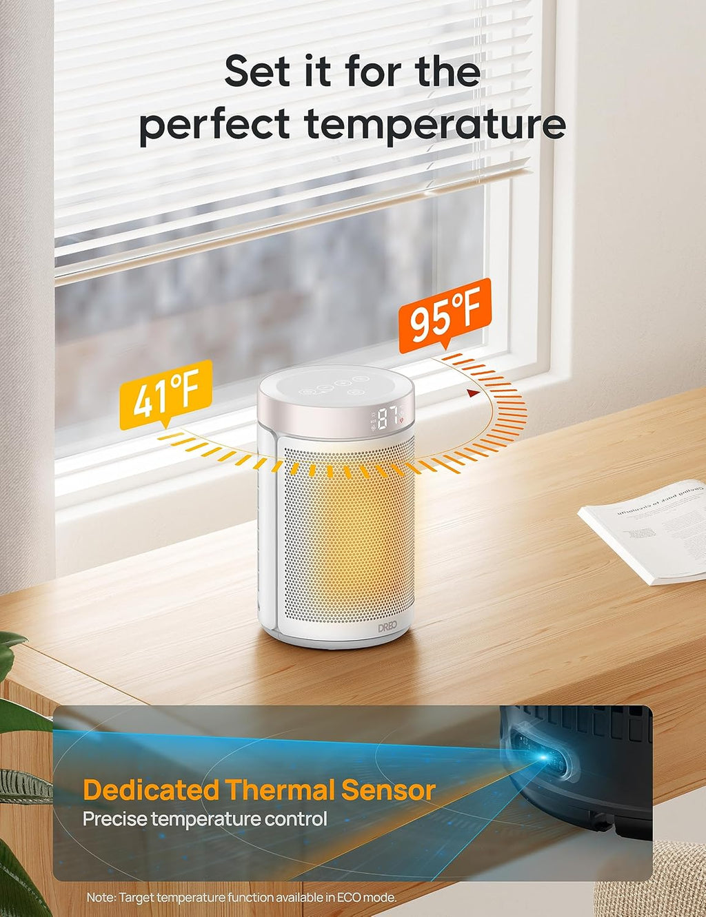 Upgraded 1500W Digital PTC Ceramic Space Heater with Remote