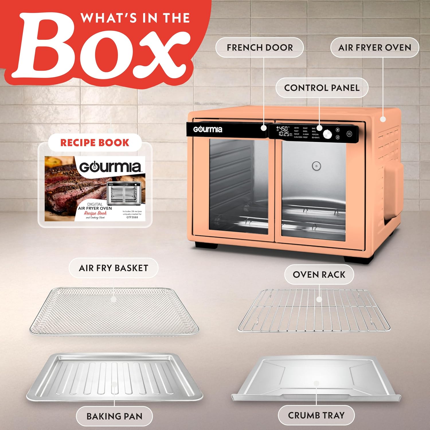 Peach French Door Air Fryer Oven