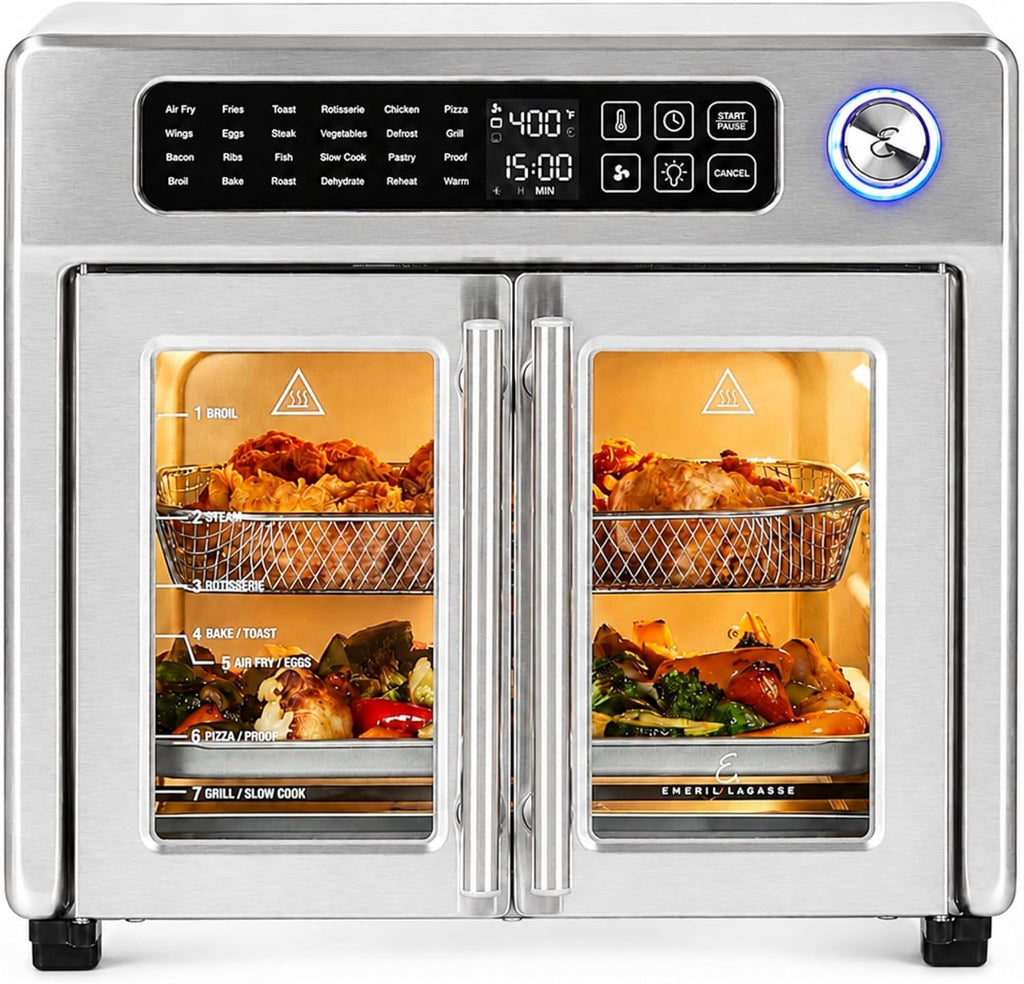 24-Function Stainless Steel French Door Air Fryer Oven