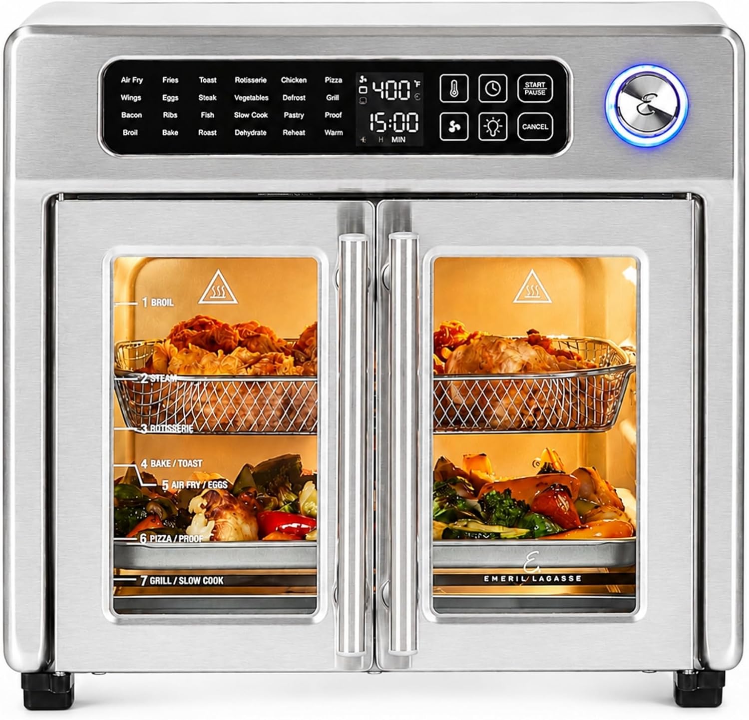24-Function Stainless Steel French Door Air Fryer Oven