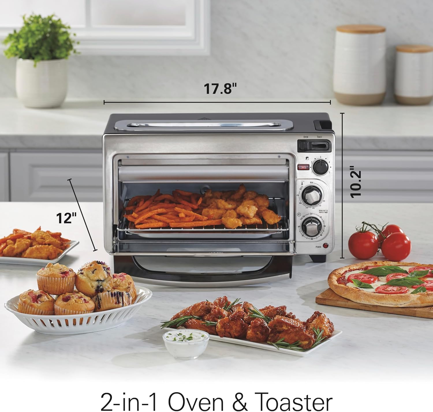 2-in-1 Stainless Steel Toaster Oven