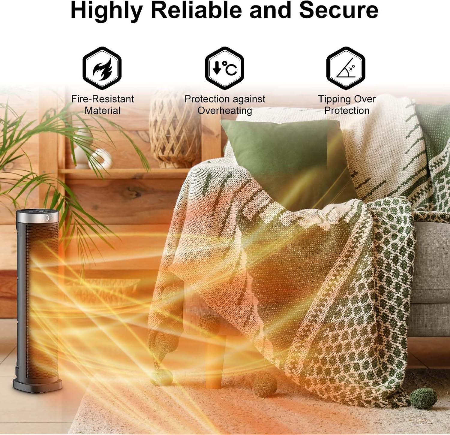 24" Oscillating PTC Tower Heater