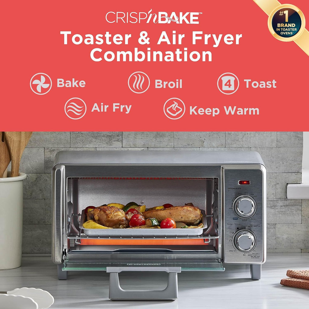 5-in-1 4-Slice Stainless Steel Air Fry Toaster Oven