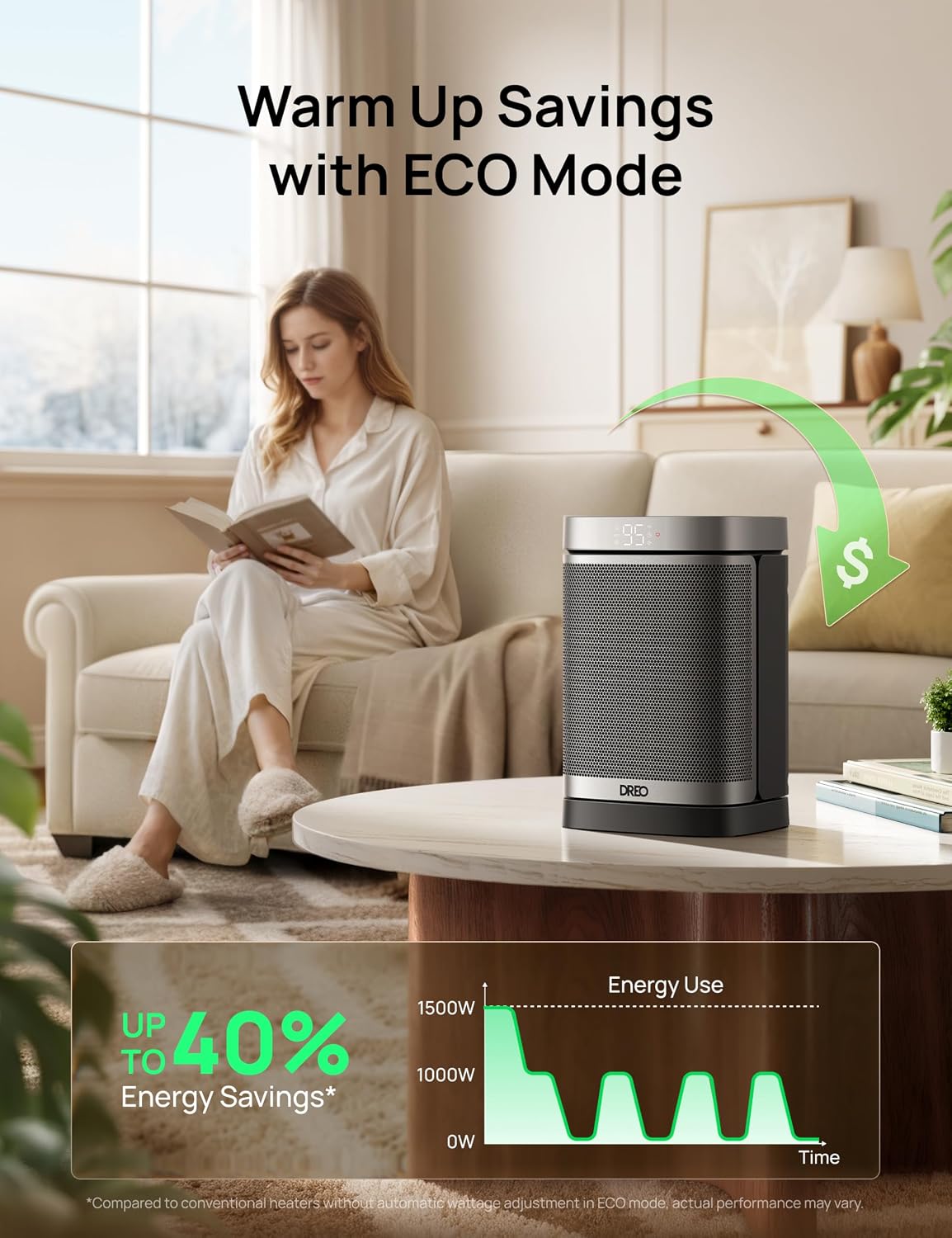 1500W Oscillating PTC Ceramic Space Heater with Remote & Timer