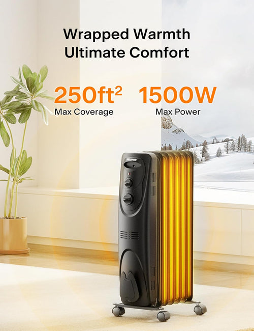 1500W Quiet Oil Filled Radiator Space Heater