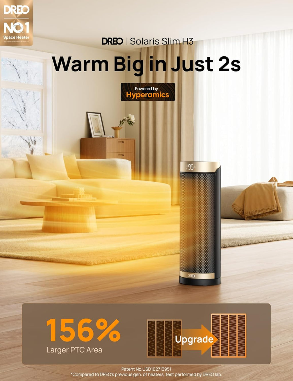 1500W Dreo Oscillating Portable Space Heater with Remote Control