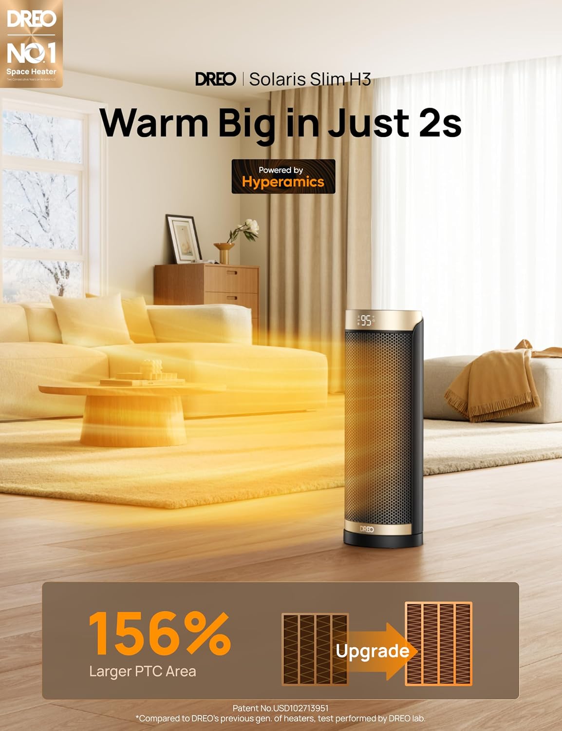 1500W Dreo Oscillating Portable Space Heater with Remote Control