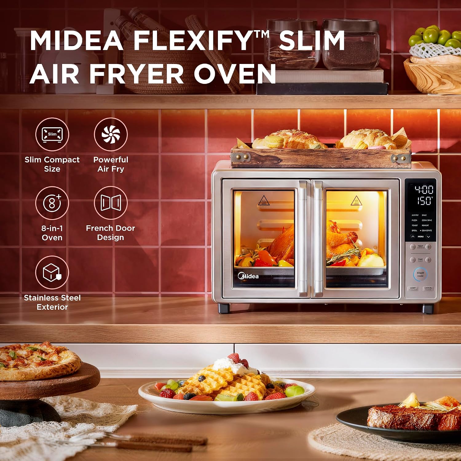 8-in-1 Slim Infrared French Door Air Fryer Oven