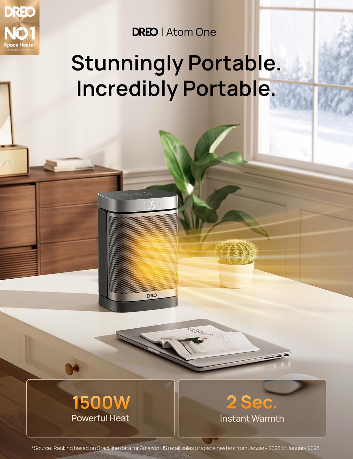 1500W Oscillating PTC Ceramic Space Heater with Remote & Timer