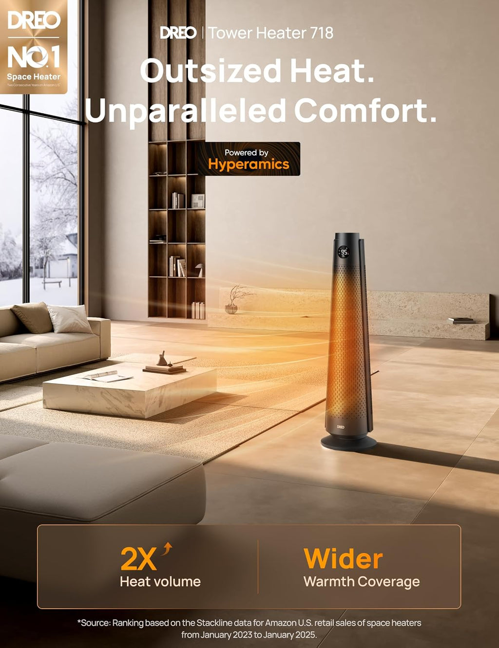 30" Black Oscillating Space Heater with Remote Control