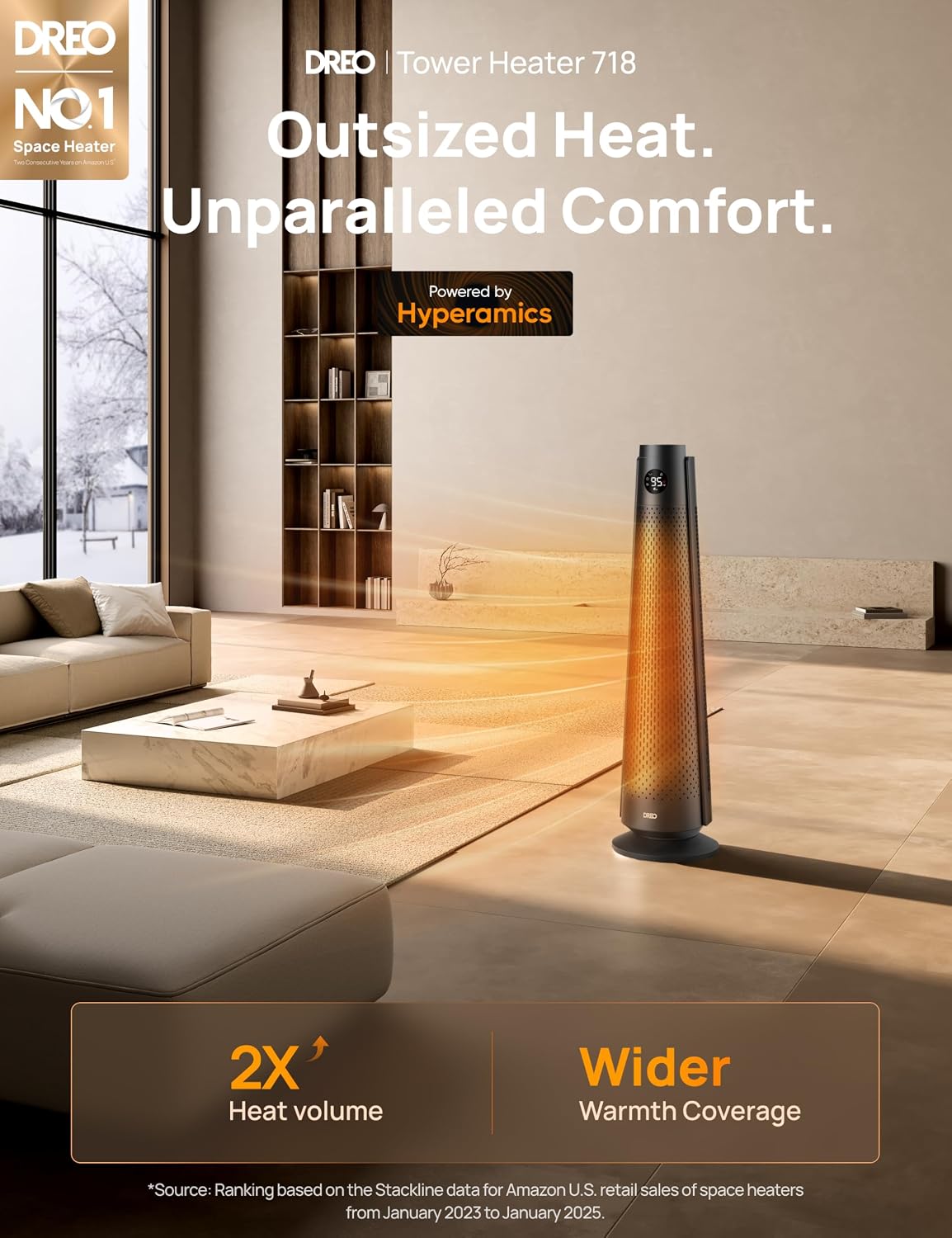 30" Black Oscillating Space Heater with Remote Control