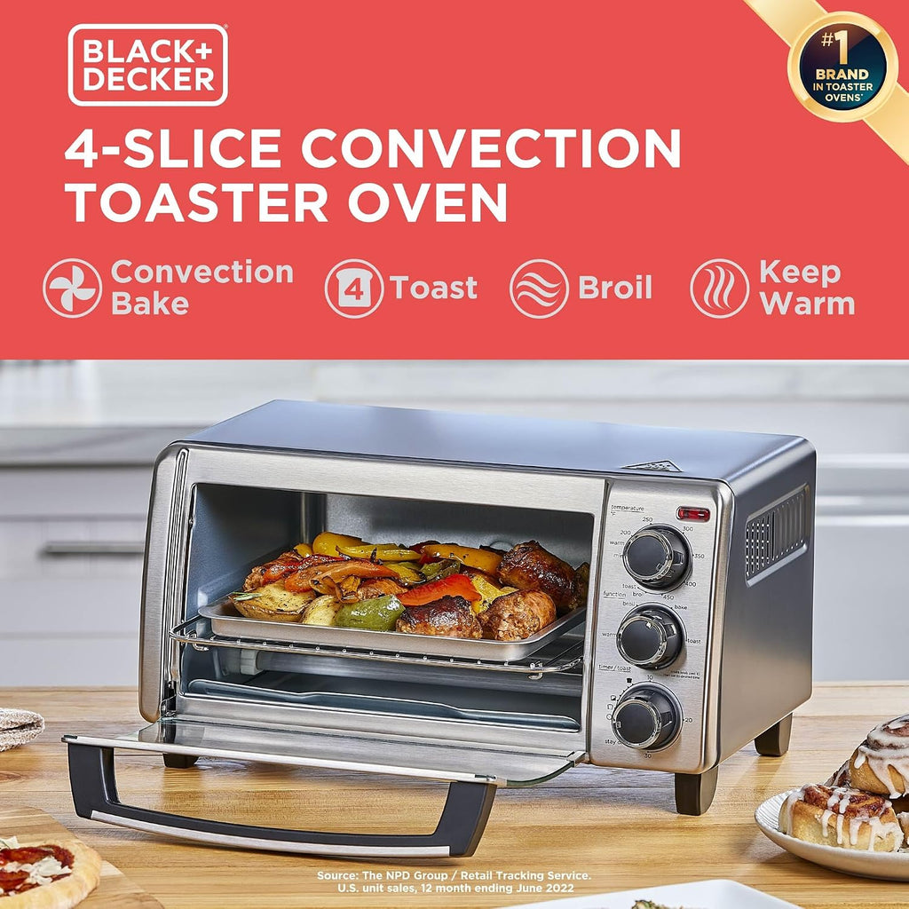 4-Slice Silver Stainless Steel Toaster Oven