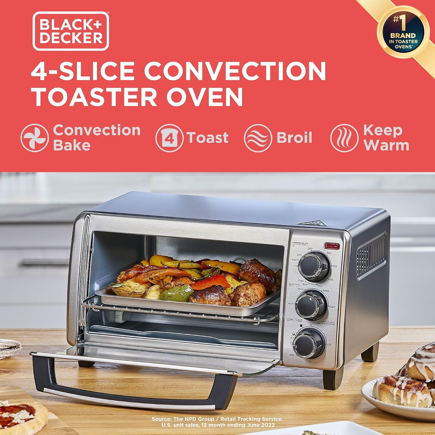 4-Slice Silver Stainless Steel Toaster Oven