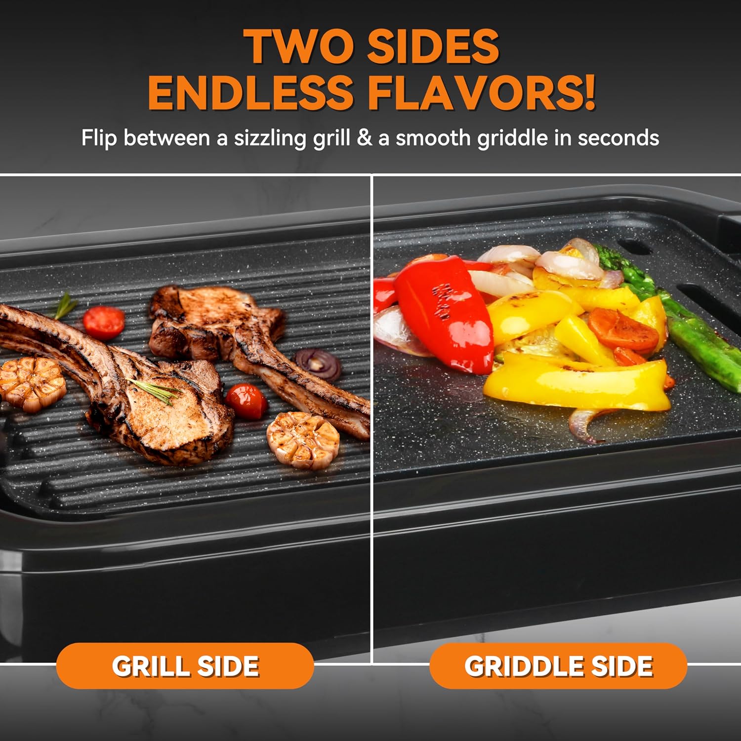 2-in-1 Graphite Indoor Grill Griddle