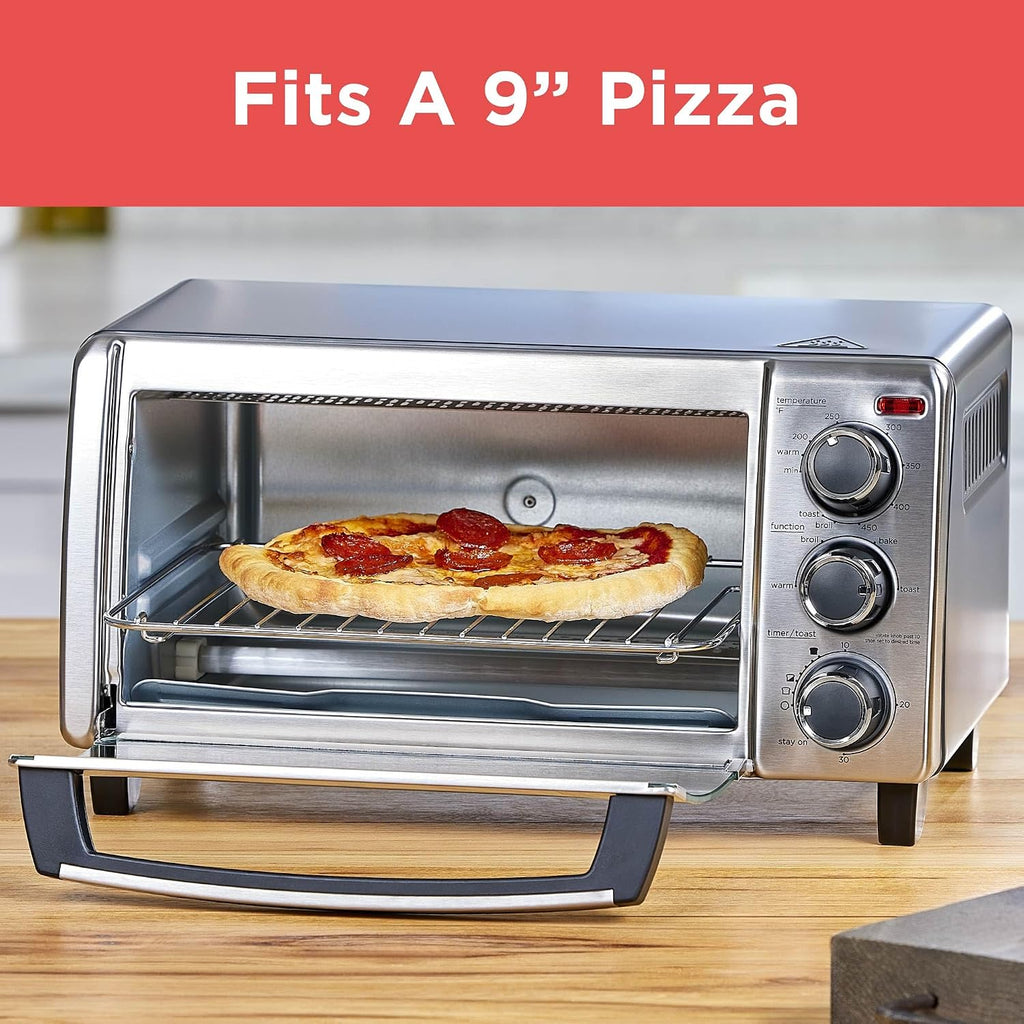 4-Slice Silver Stainless Steel Toaster Oven
