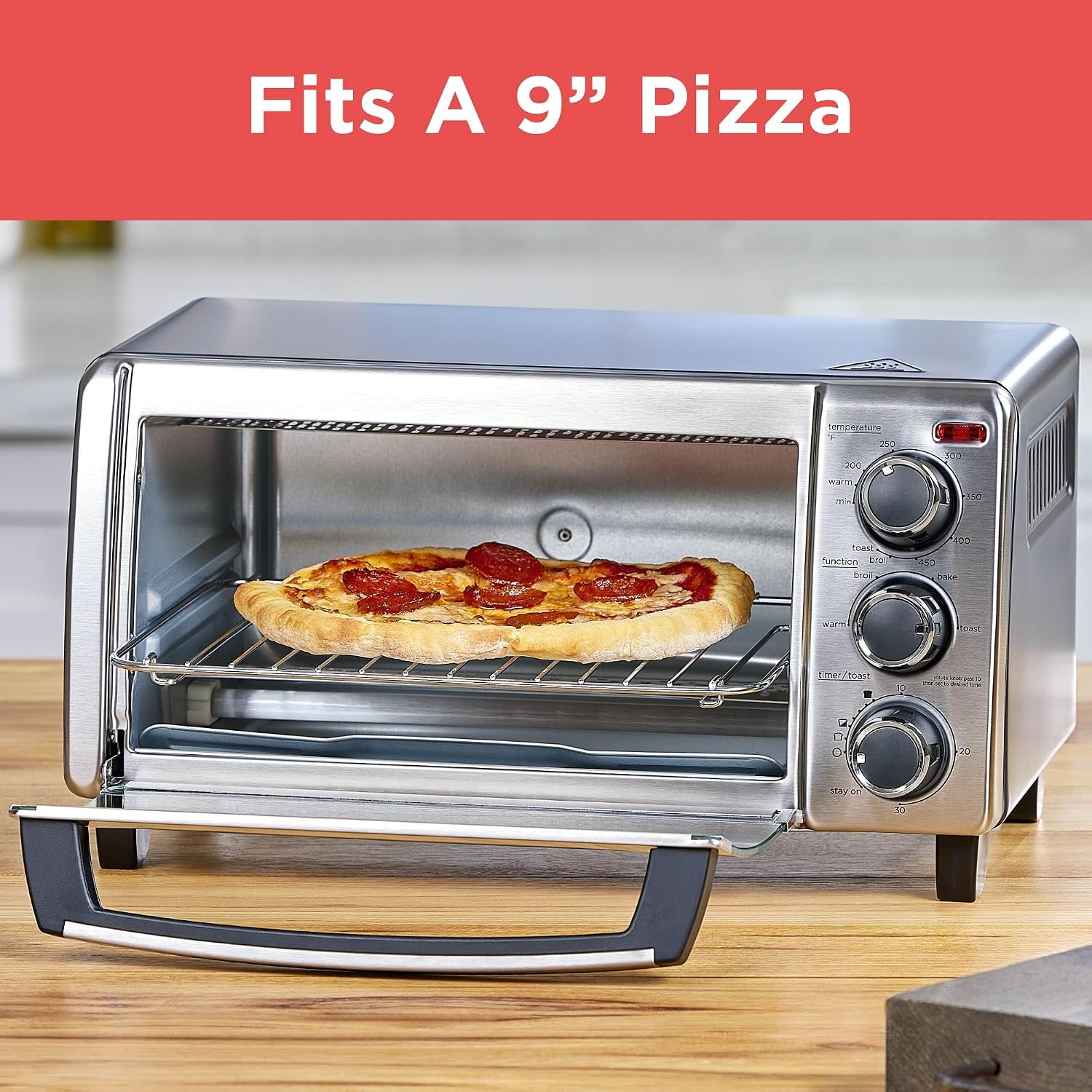 4-Slice Silver Stainless Steel Toaster Oven
