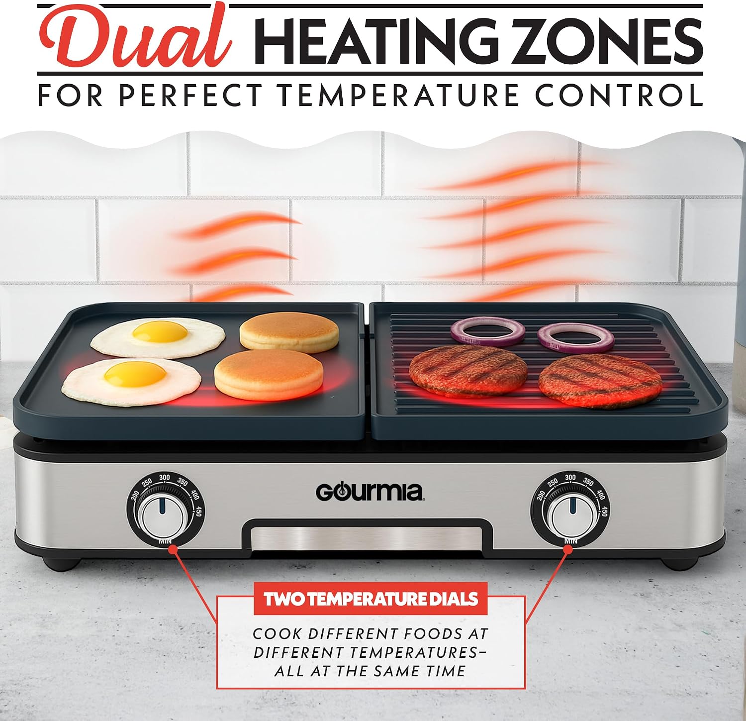 3-in-1 Dual Zone Electric Grill Griddle