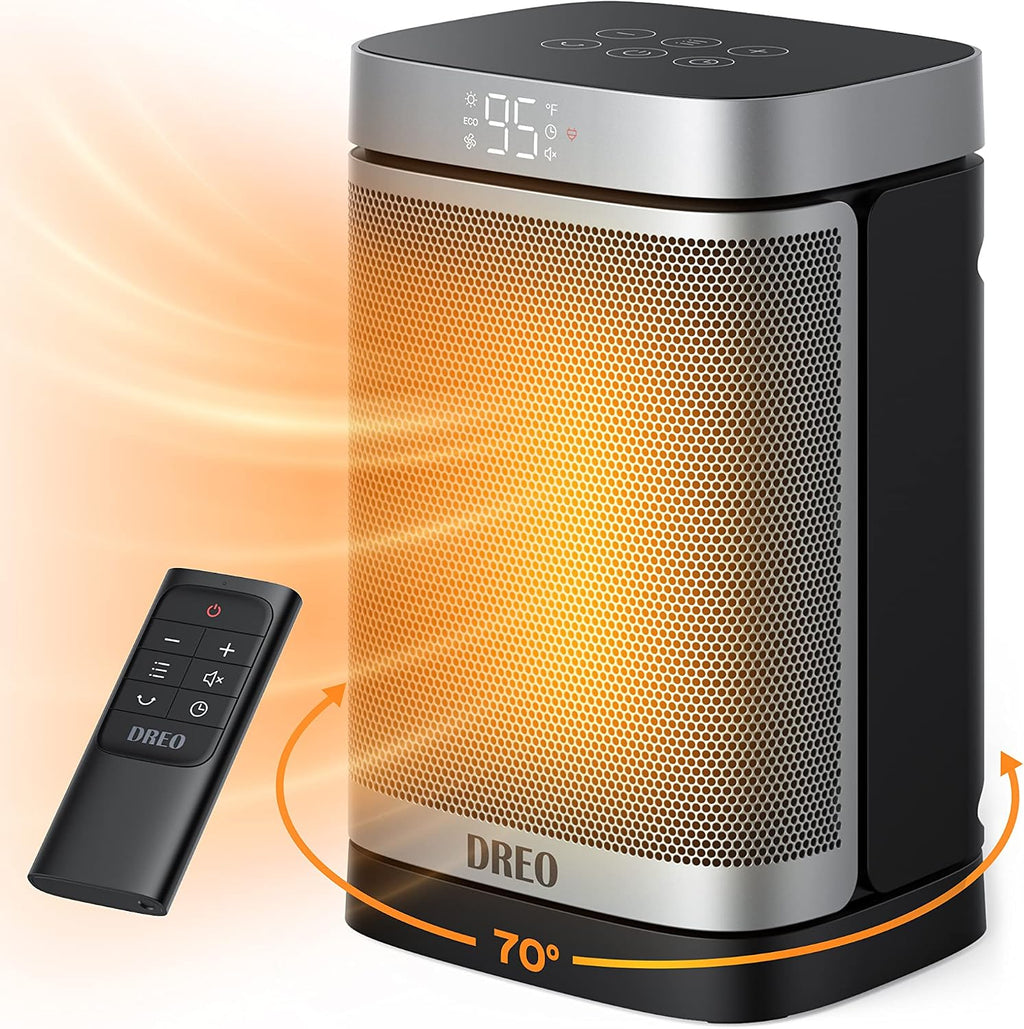 1500W Oscillating PTC Ceramic Space Heater with Remote & Timer