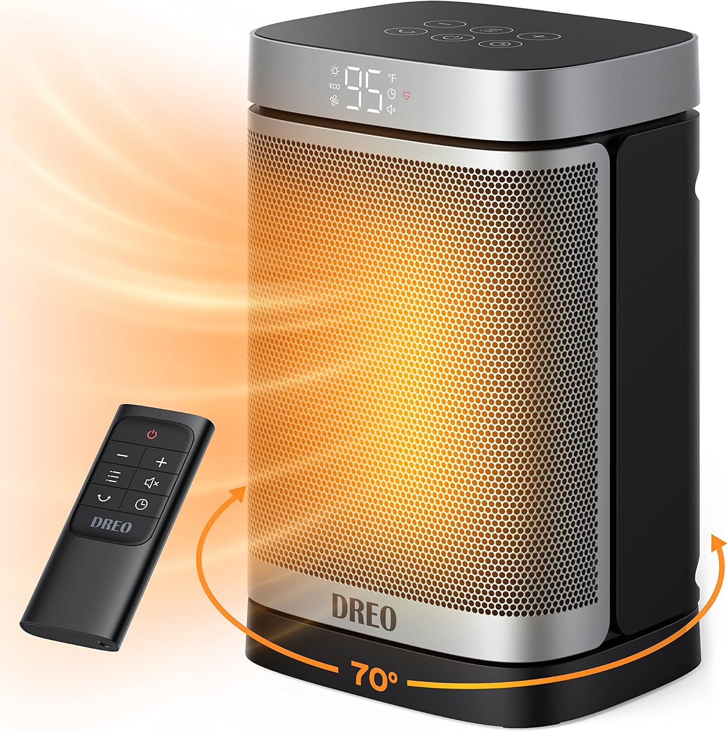 1500W Oscillating PTC Ceramic Space Heater with Remote & Timer