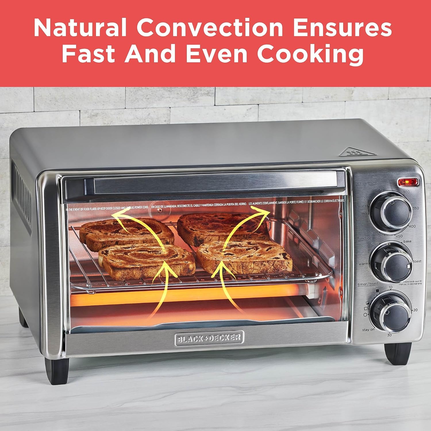 4-Slice Silver Stainless Steel Toaster Oven