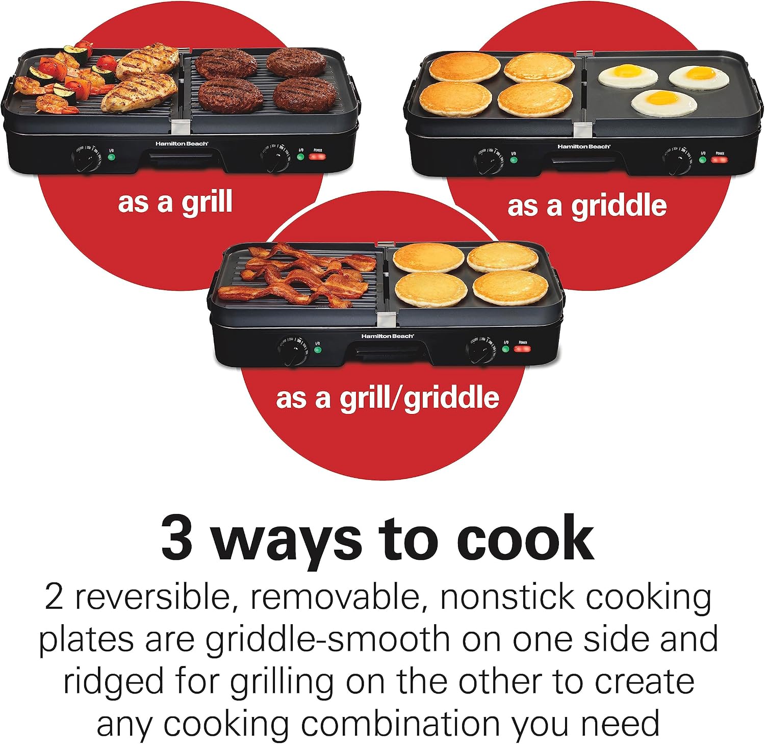 3-in-1 Dual Zone Electric Grill Griddle