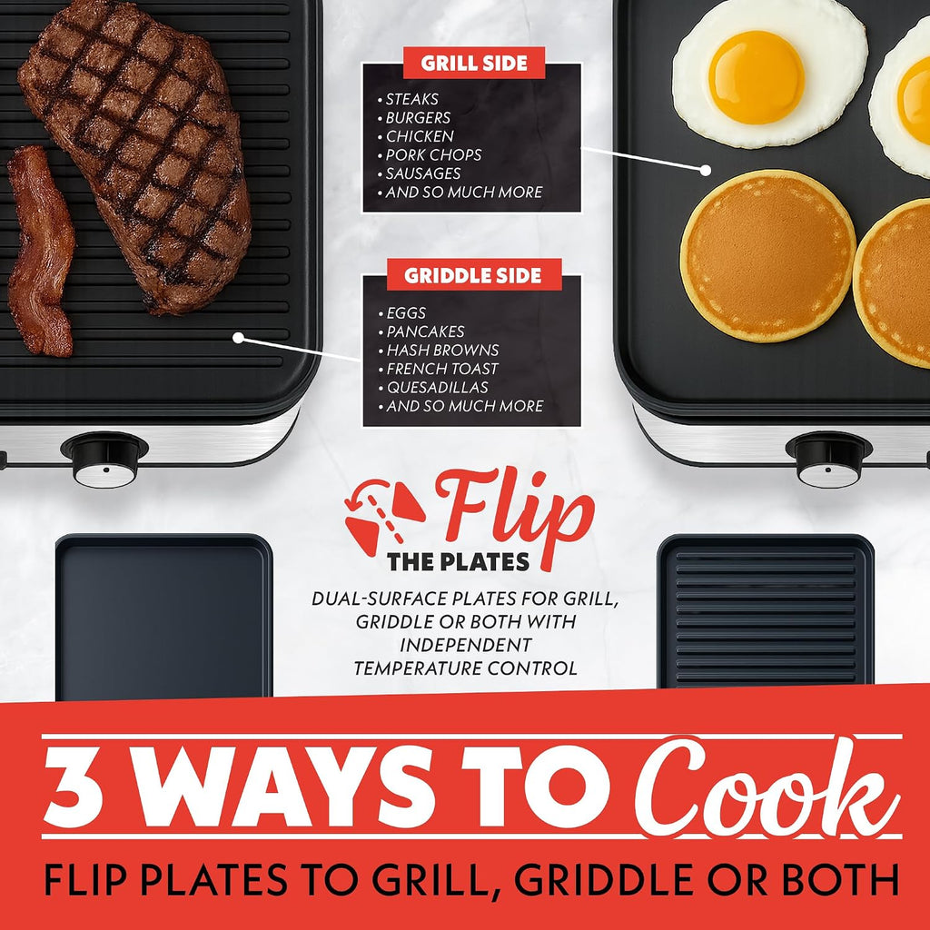 3-in-1 Dual Zone Electric Grill Griddle