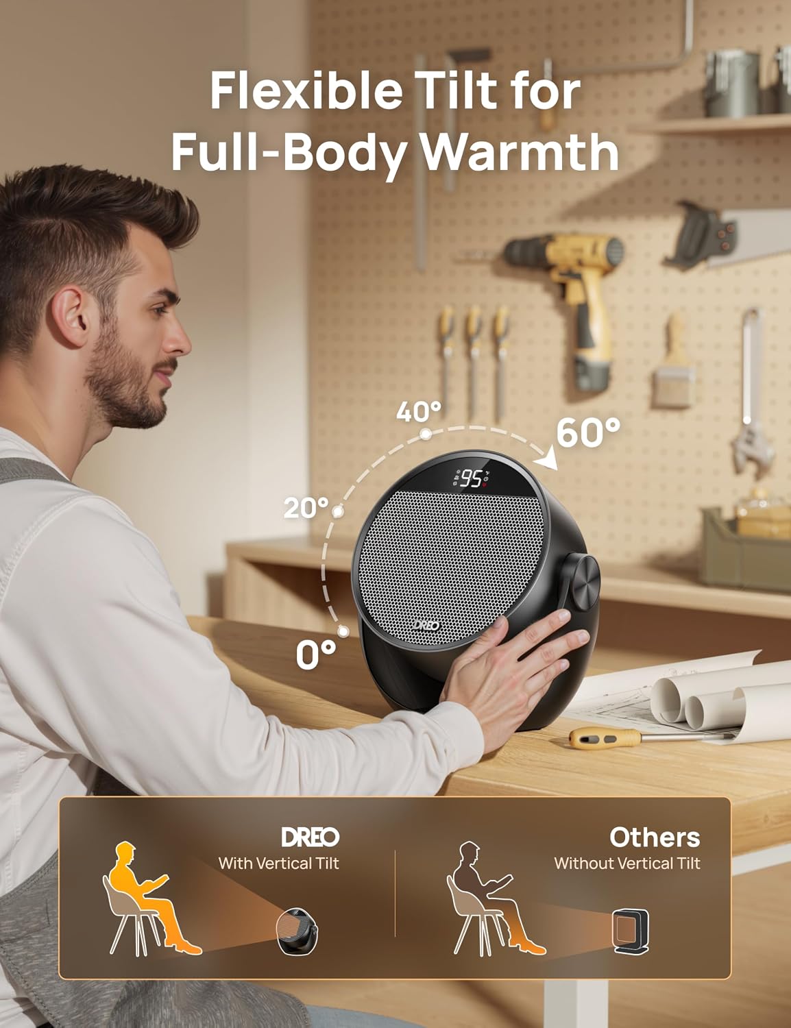 1500W Black Tilt Portable Desk Space Heater with Remote
