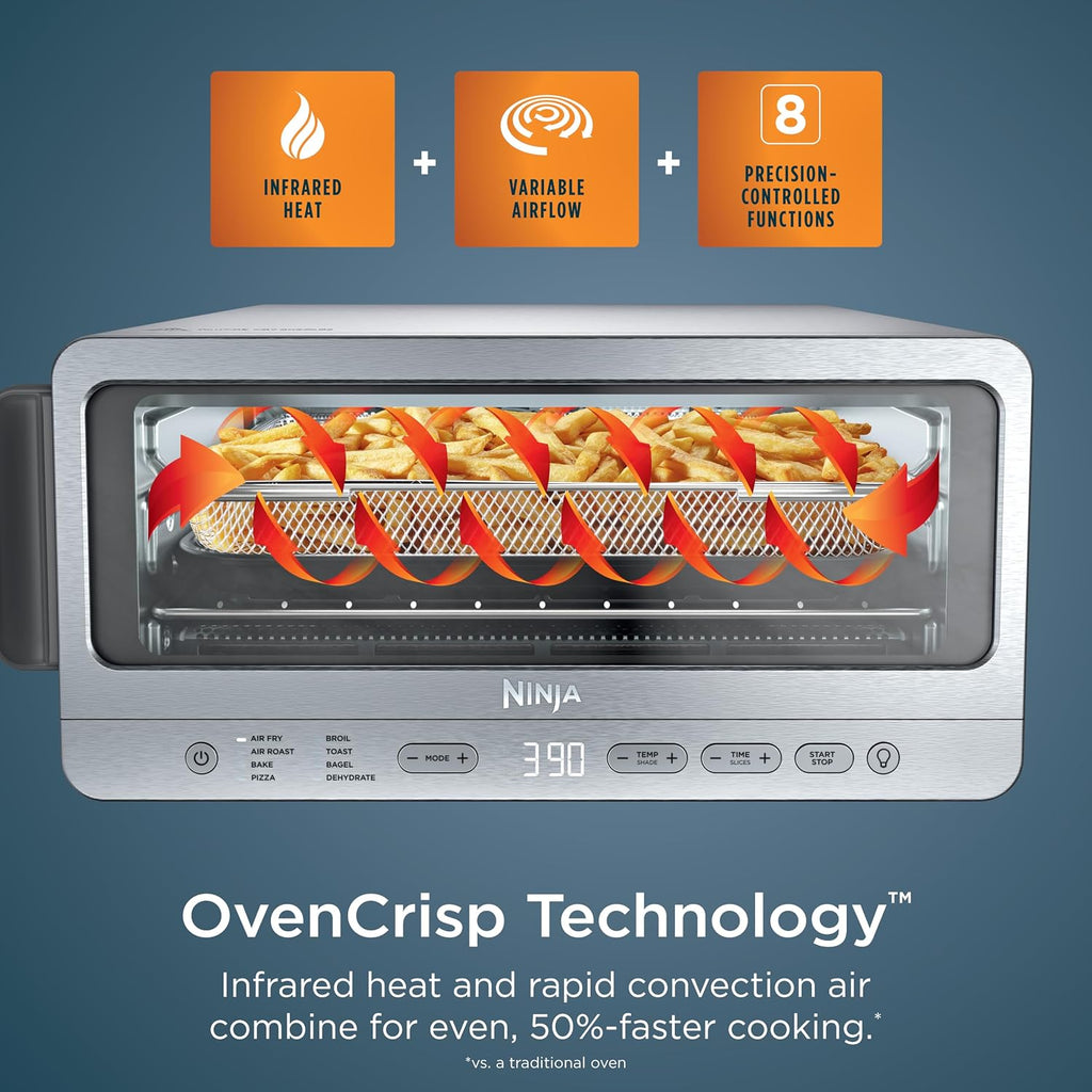 8-in-1 Flip Storage Stainless Steel Air Fryer Oven