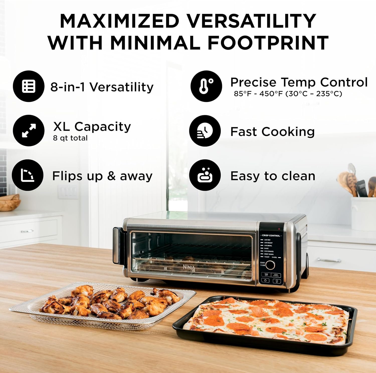 8-in-1 Silver Flip Air Fryer Oven