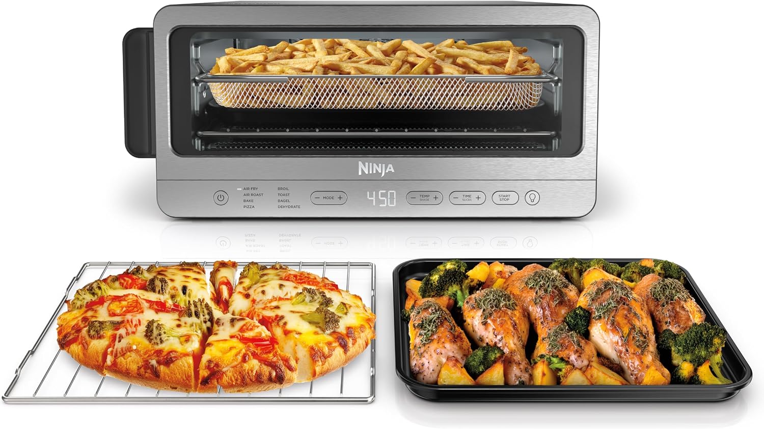 8-in-1 Flip Storage Stainless Steel Air Fryer Oven