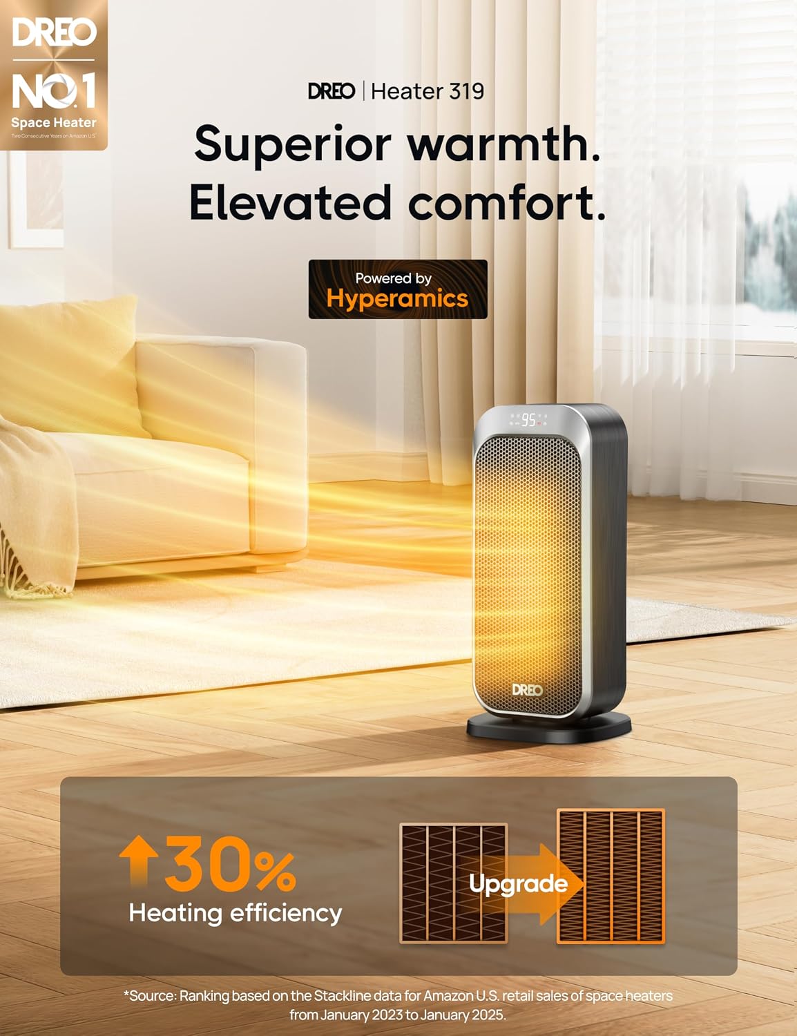 1500W Quiet Oscillating PTC Ceramic Space Heater with Remote Timer