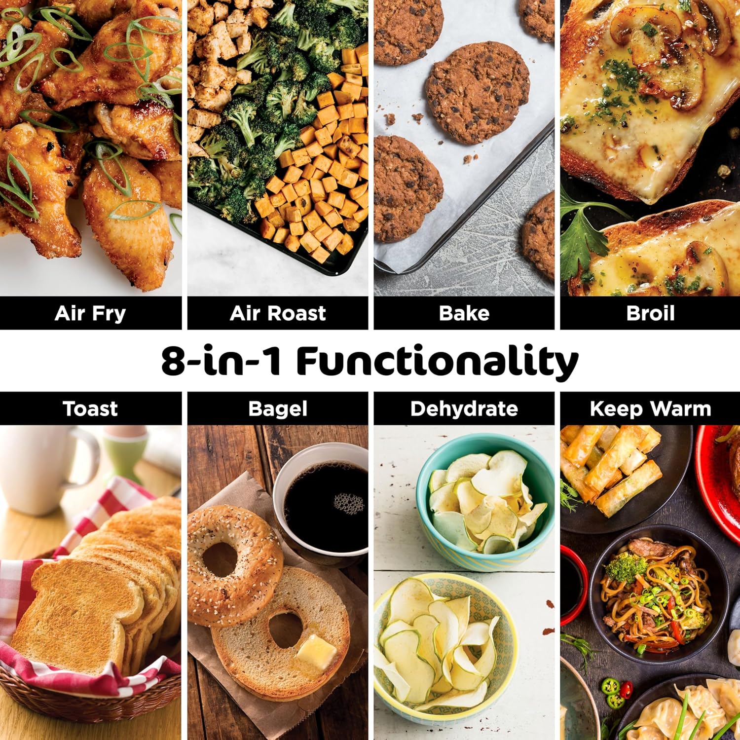 8-in-1 Silver Flip Air Fryer Oven